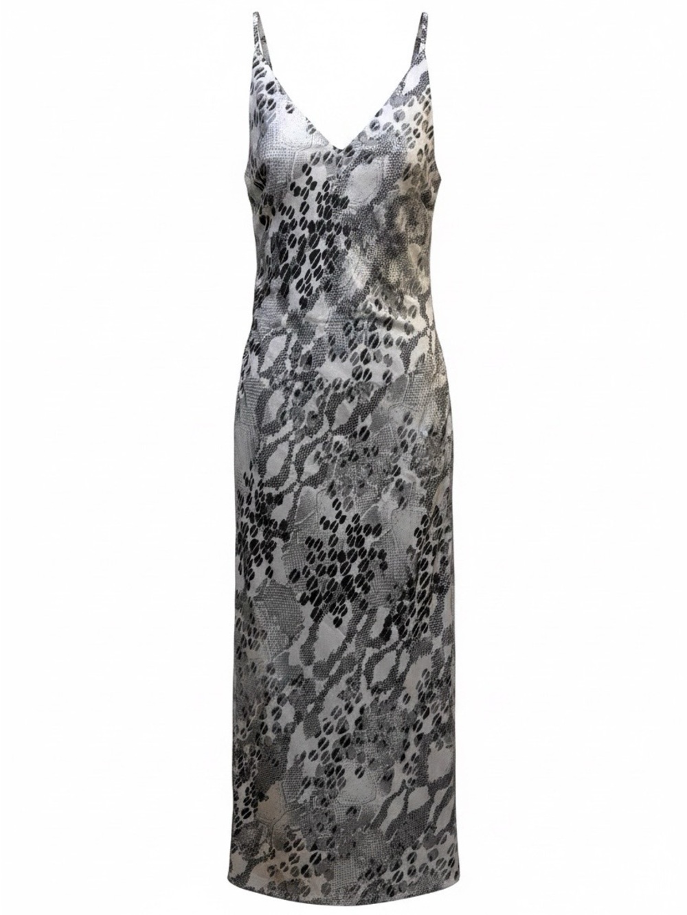 Express Black & Gray Animal-Print Maxi Slip Dress